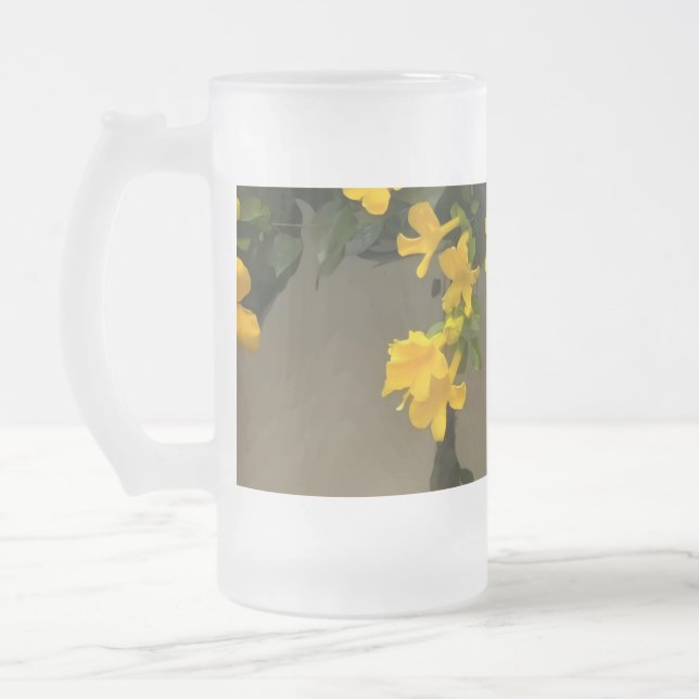 Caneca De Cerveja Vidro Jateado Beleza Flor de Ouro (Esquerda)