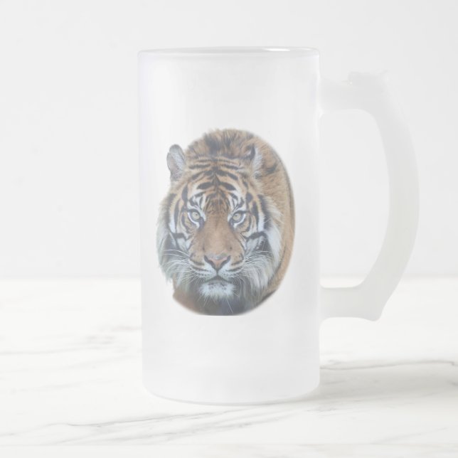 Caneca De Cerveja Vidro Jateado Belo Vidro Fotográfico de Tigre Bengala (Direita)