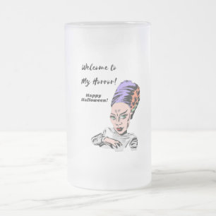 Caneca De Cerveja Vidro Jateado Bem-vindo ao meu Halloween de Terror
