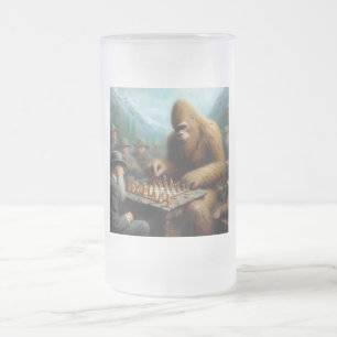 Caneca De Cerveja Vidro Jateado Bigfoot Tocando Xadrez