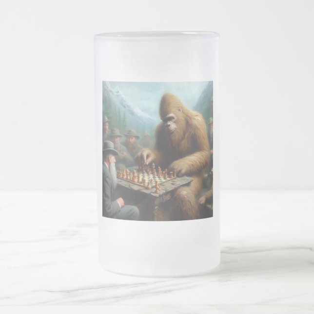 Caneca De Cerveja Vidro Jateado Bigfoot Tocando Xadrez (Centro)