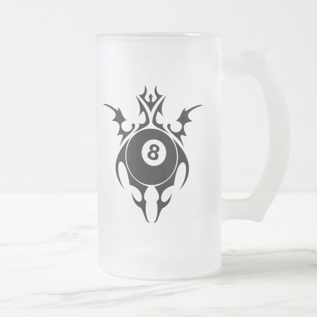 Caneca De Cerveja Vidro Jateado bilhar. tribal (Direita)