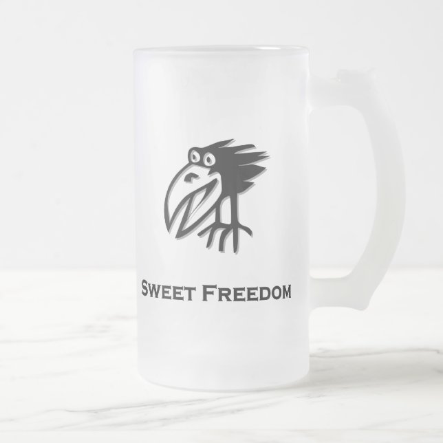 Caneca De Cerveja Vidro Jateado Bird Sweet Freedom (Direita)