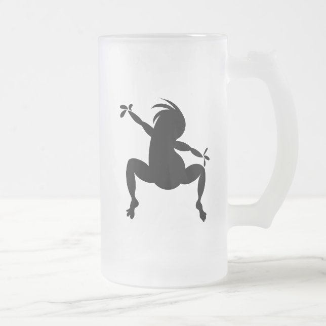 Caneca De Cerveja Vidro Jateado Black Dancing Kokopelli (Direita)