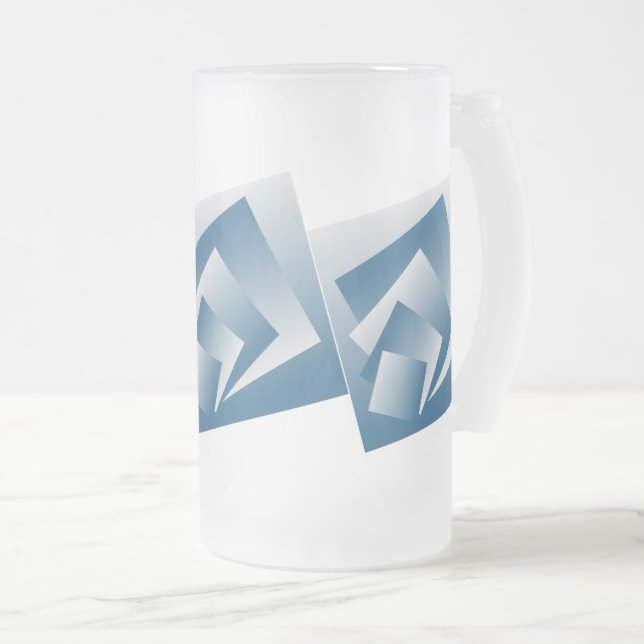 Caneca De Cerveja Vidro Jateado Blue Teal geometry (Frente Esquerda)