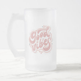 Caneca De Cerveja Vidro Jateado Boas Vibrações