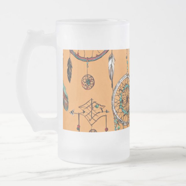 Caneca De Cerveja Vidro Jateado Boho Dreamer Design (Esquerda)