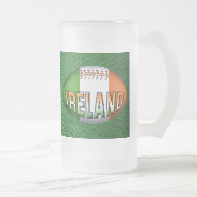 Caneca De Cerveja Vidro Jateado Bola de Rugby da Irlanda (Direita)