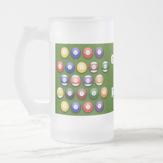 Caneca De Cerveja Vidro Jateado Bolas de piscina numerada coloridas em um vidro de