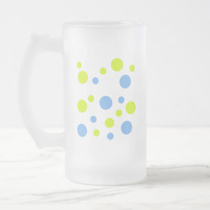 Caneca De Cerveja Vidro Jateado Bolhas Felizes Funky Amarelo Azul