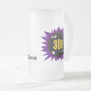 Caneca De Cerveja Vidro Jateado Boliche 300 Jogo, Fosco Roxo