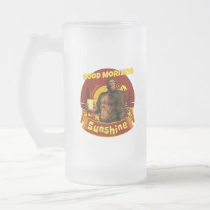 Caneca De Cerveja Vidro Jateado Bom Dia Sol Bigfoot Café Humor Arte
