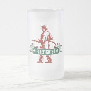 Caneca De Cerveja Vidro Jateado Bombeiro
