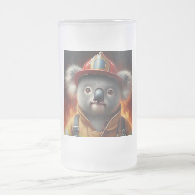 Caneca De Cerveja Vidro Jateado Bombeiro Koala (Centro)
