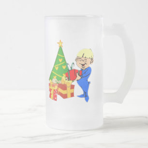 Caneca De Cerveja Vidro Jateado Bonita Manhã De Natal Kid Mug
