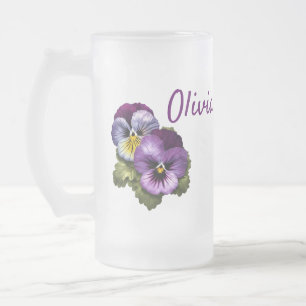 Caneca De Cerveja Vidro Jateado Bonito Pancas Roxas