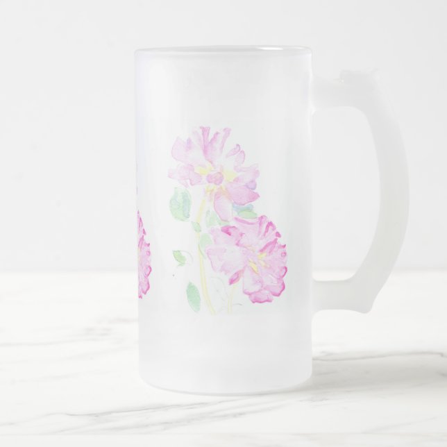 Caneca De Cerveja Vidro Jateado Bonito rosca rosa Fosco (Direita)