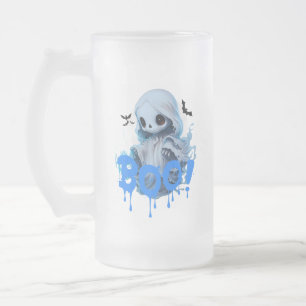 Caneca De Cerveja Vidro Jateado Boo 03