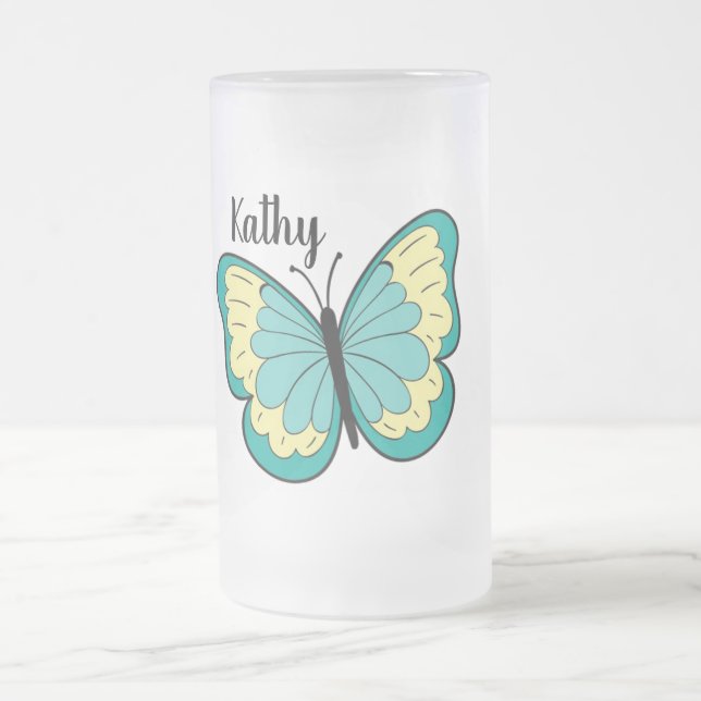 Caneca De Cerveja Vidro Jateado Borboleta (Centro)