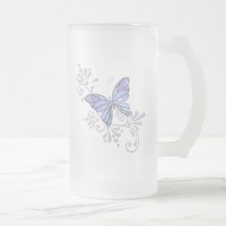 Caneca De Cerveja Vidro Jateado Borboleta da jóia