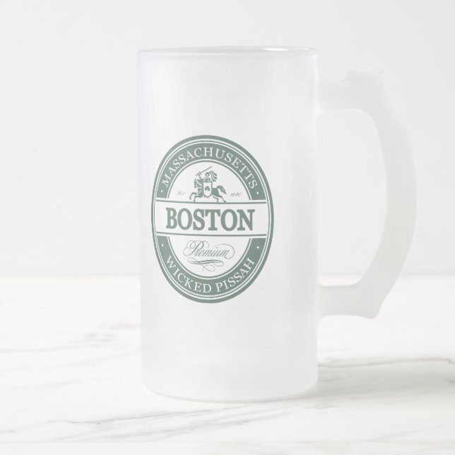 Caneca De Cerveja Vidro Jateado Boston Massachusetts - pissah mau (Direita)