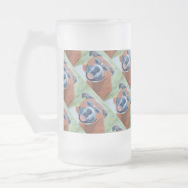 Caneca De Cerveja Vidro Jateado boxer dog pattern mug