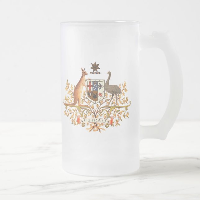Caneca De Cerveja Vidro Jateado brasão de Austrália (Direita)