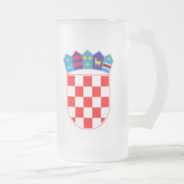 Caneca De Cerveja Vidro Jateado Brasão de Croatia (Direita)