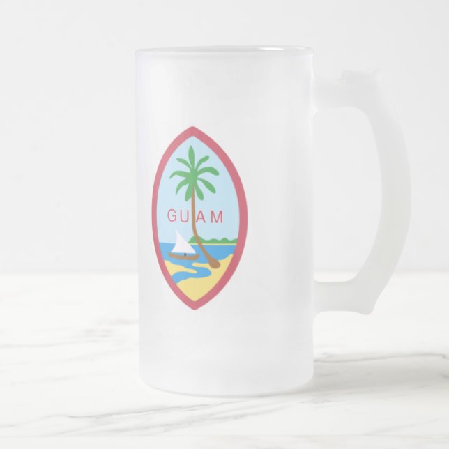 Caneca De Cerveja Vidro Jateado Brasão de Guam (Direita)
