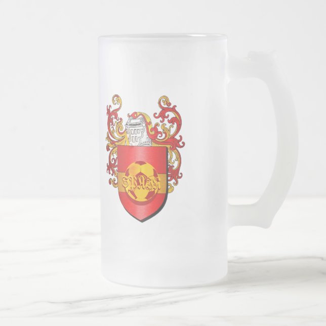 Caneca De Cerveja Vidro Jateado Brasão espanhola clássica do futebol do futebol (Direita)