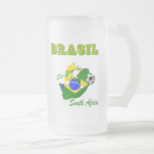 Caneca De Cerveja Vidro Jateado Brasil África do Sul qualifica Brasil T