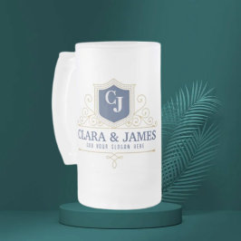 Caneca De Cerveja Vidro Jateado Bride And Groom Monogram Names Elegant Weeding
