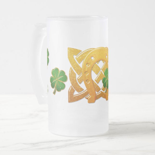 Caneca De Cerveja Vidro Jateado Brincadeira Irlandesa 3D Whimsey 2 (Frente Esquerda)