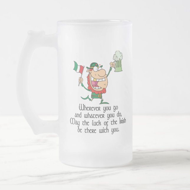 Caneca De Cerveja Vidro Jateado Brinde irlandês (Esquerda)