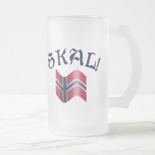 Caneca De Cerveja Vidro Jateado Brinde norueguês do bebendo de Noruega da bandeir