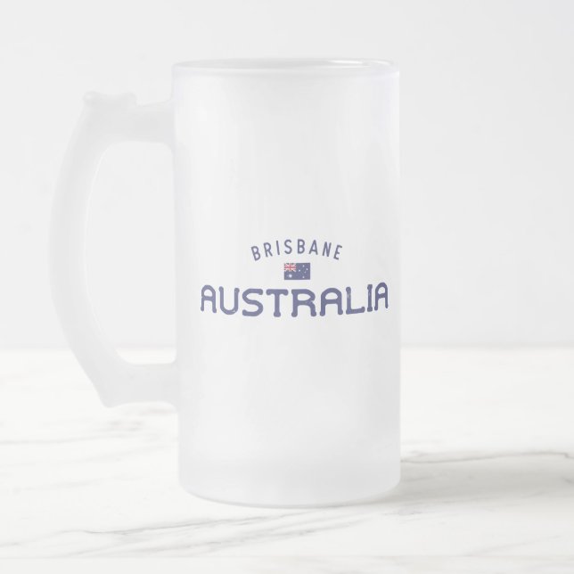 Caneca De Cerveja Vidro Jateado Brisbane, Austrália em dificuldades (Esquerda)