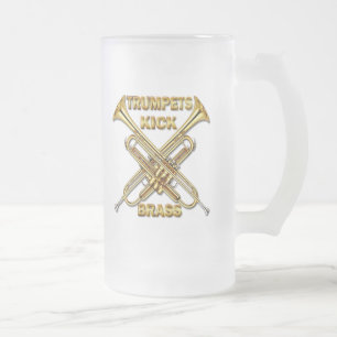 Caneca De Cerveja Vidro Jateado Bronze do pontapé das trombetas