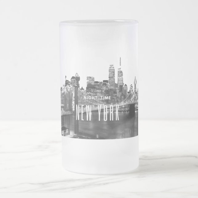 Caneca De Cerveja Vidro Jateado Brooklyn Bridge Glass Beer Mug (Centro)