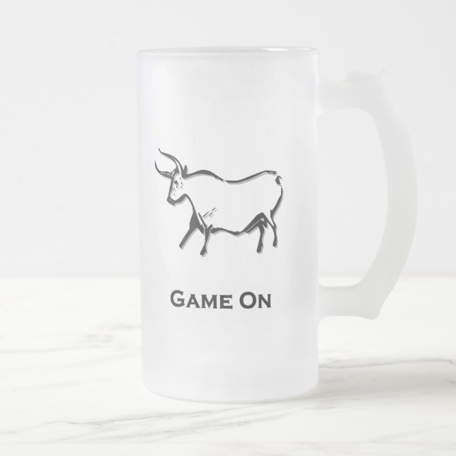 Caneca De Cerveja Vidro Jateado Bull Game On (Direita)