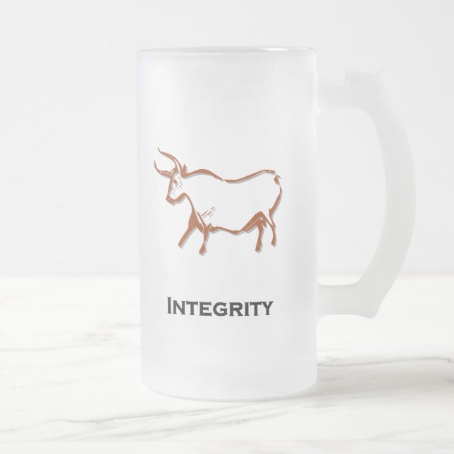 Caneca De Cerveja Vidro Jateado Bull Integrity Brown (Direita)
