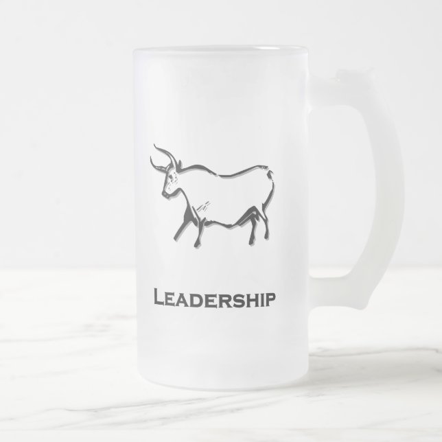 Caneca De Cerveja Vidro Jateado Bull Leadership Black (Direita)