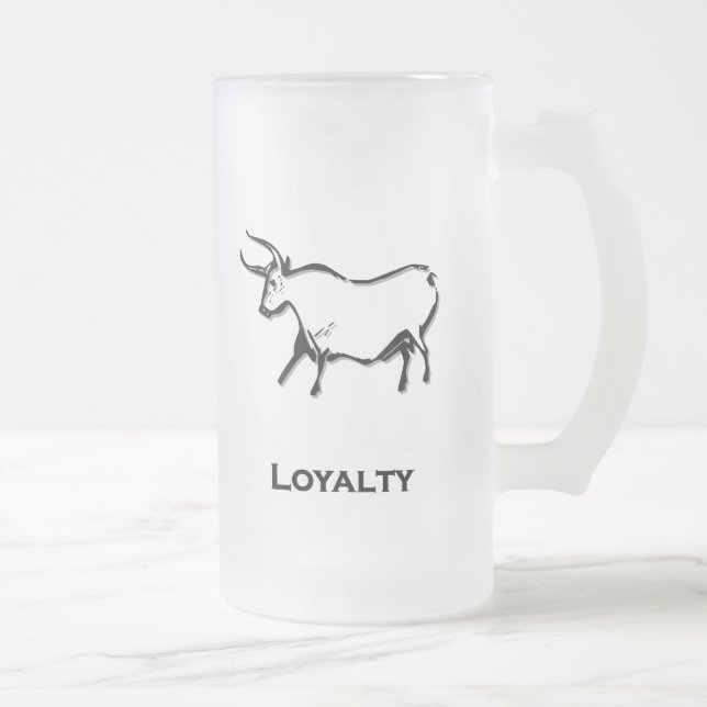 Caneca De Cerveja Vidro Jateado Bull Loyalty Black (Direita)