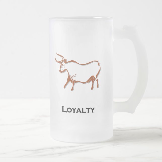 Caneca De Cerveja Vidro Jateado Bull Loyalty Brown (Direita)