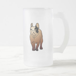 Caneca De Cerveja Vidro Jateado Bulldog Francês