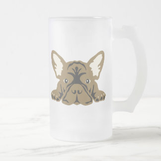 Caneca De Cerveja Vidro Jateado Bulldogs Franceses