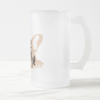 Caneca De Cerveja Vidro Jateado Bulldogue Francês marrom