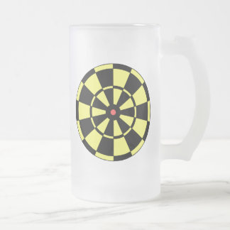 Caneca De Cerveja Vidro Jateado Bullseye vermelho preto amarelo do Dartboard