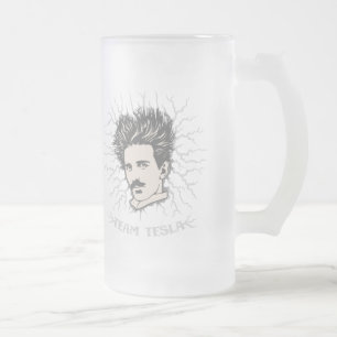 Caneca De Cerveja Vidro Jateado Cabelo da estática de Tesla da equipe