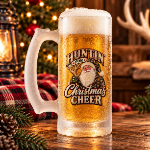 Caneca De Cerveja Vidro Jateado Caça à Alegria de Natal Camuflado Papai Noel Caça