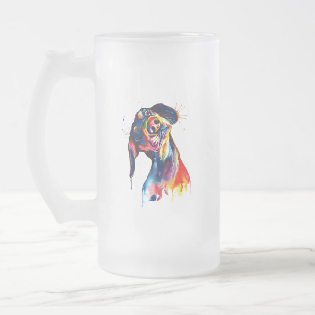 Caneca De Cerveja Vidro Jateado Cachorro (Esquerda)